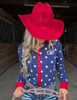 Navy Star Jersey with Red Satin Pullover Button Up Midweight & High Stretch