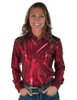 Red Holographic Pullover Button Up Midweight & Medium Stretch