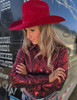 Red Sequin Foil Metallic Pullover Button Up Midweight & Medium Stretch