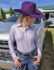 Lavender Mist Holographic Pullover Button Up lightweight medium stretch