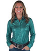 Turquoise Mist Holographic Pullover Button Up lightweight medium stretch