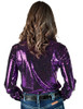 Bright Fushia Sequin Pullover Button Up medium weight & stretch