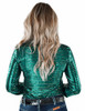 Emerald Shimmer with Copper Sequins Pullover Button Up
