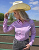 Pink & Gray Pinstripes with tiny crystals Pullover Button Up