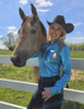 Bright Iridescent Turquoise Pa-Leather Pullover Button Up