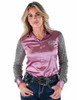 Dusty Rose Satin with Silver Sequin Sleeves Pullover Button Up