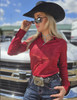 Red Shimmer inside lined with black satin Pullover Button Up