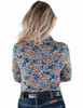 Colorful Blue Floral Jersey Pullover Button Up