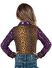 Girls Leopard Jersey with Purple Sequin Sleeves & purple embroidered logo Pullover Button Up