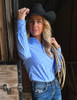 Sky Blue Structured Plaid Pullover Button Up