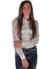 White Satin Pullover Button Up with Velvet Floral Sleeves