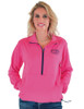 Pink Athletic Stretch 1/2 Zip Cadet with pouch pocket with Navy embroiered logo