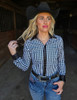 Black & White Structured Plaid Pullover Button Up