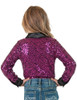 GIRLS Pink Sequin Swirls on Black Jersey Pullover Button Up with Black Satin collar