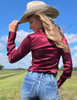 Burgundy Satin Pullover Button Up