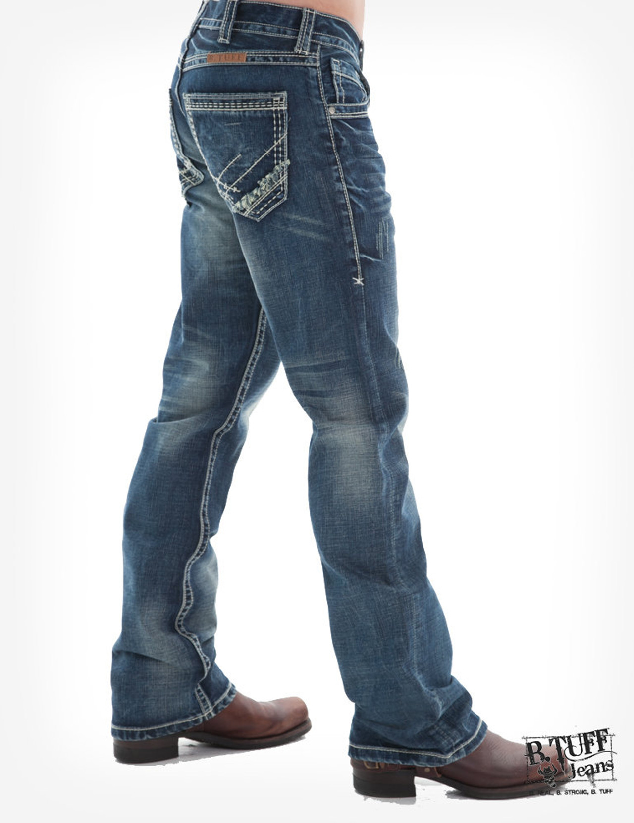 B. Tuff Western Denim Jeans Boys Steel Bootcut Med Wash BJSTEE