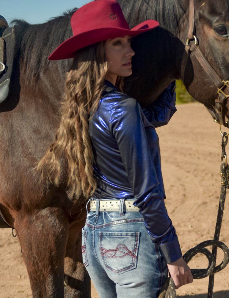 Cowgirl Tuff Pullover Arena Shirt - Cocoa Brown Shimmer