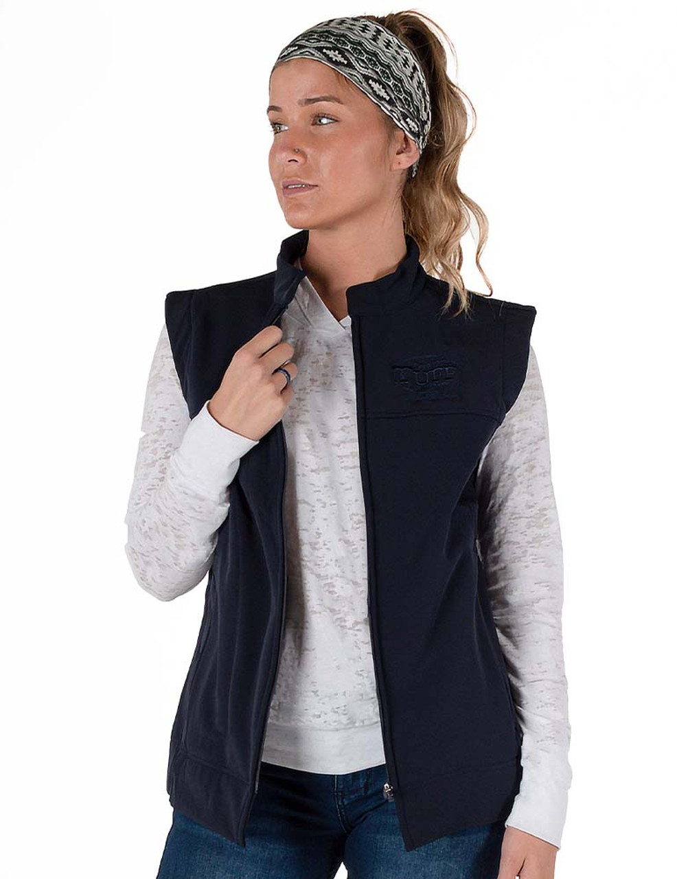 Stretch microfiber vest with embroidered logo (navy)