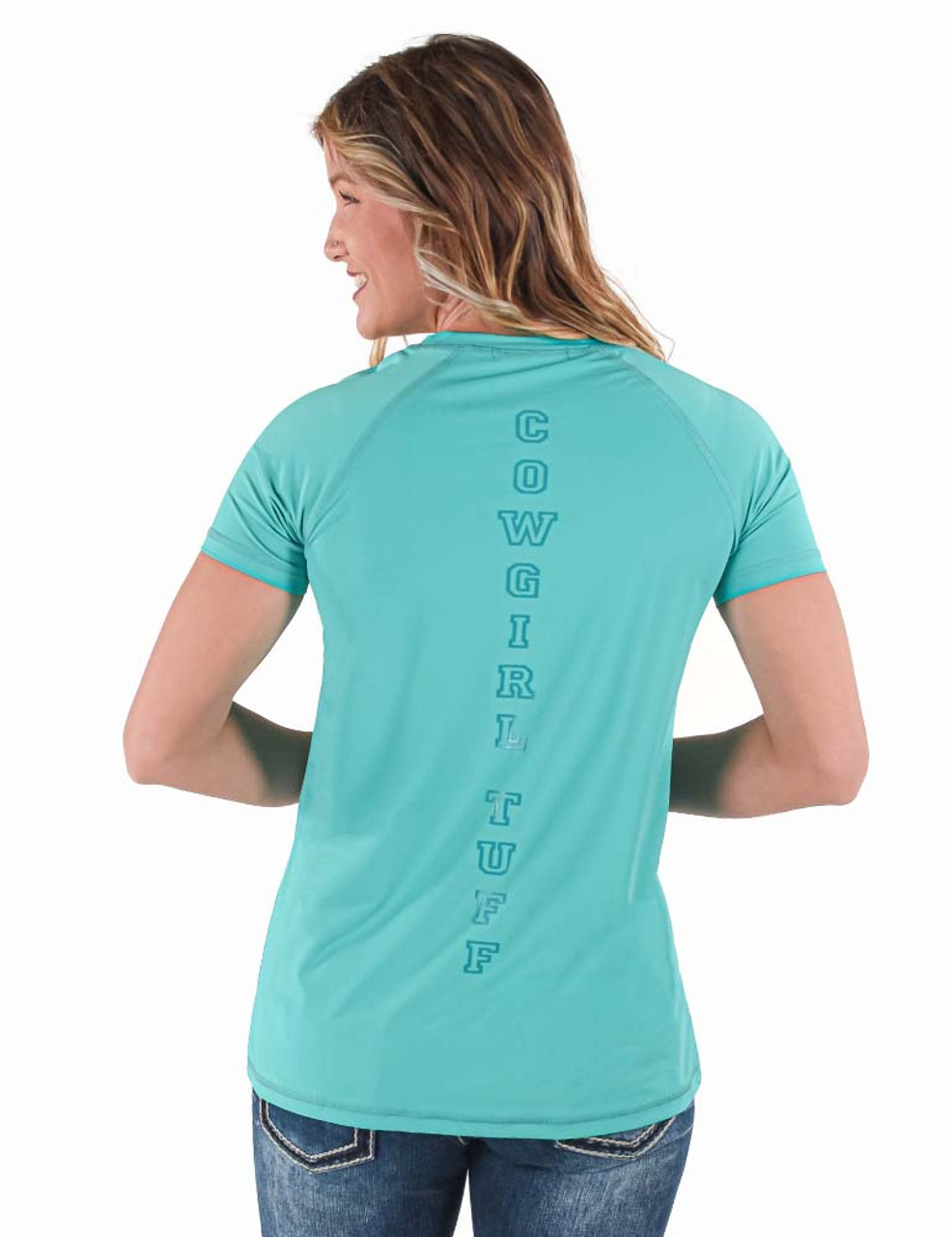 Breathe Instant Cooling UPF short sleeve raglan/baseball tee (turquoise