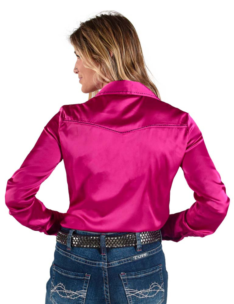 Long Sleeve Breathe Tee - Cowgirl Tuff Athletics (aqua with hot pink/coral  print) - Cowgirl Tuff Co. & B. Tuff Jeans