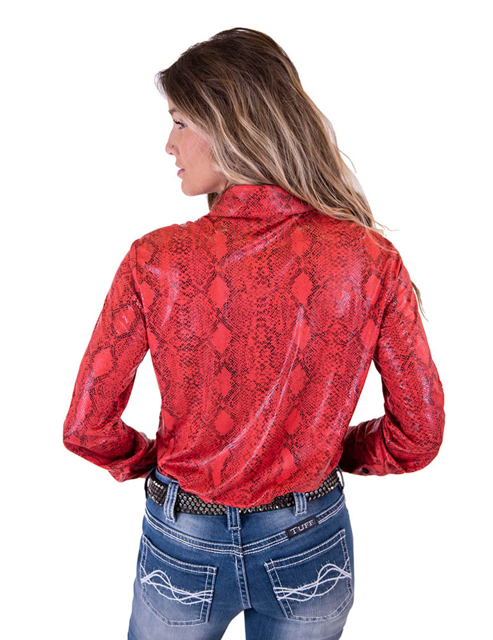 Pullover Button-Up (Red Snake Mid-weight Faux Stretch Leather ...