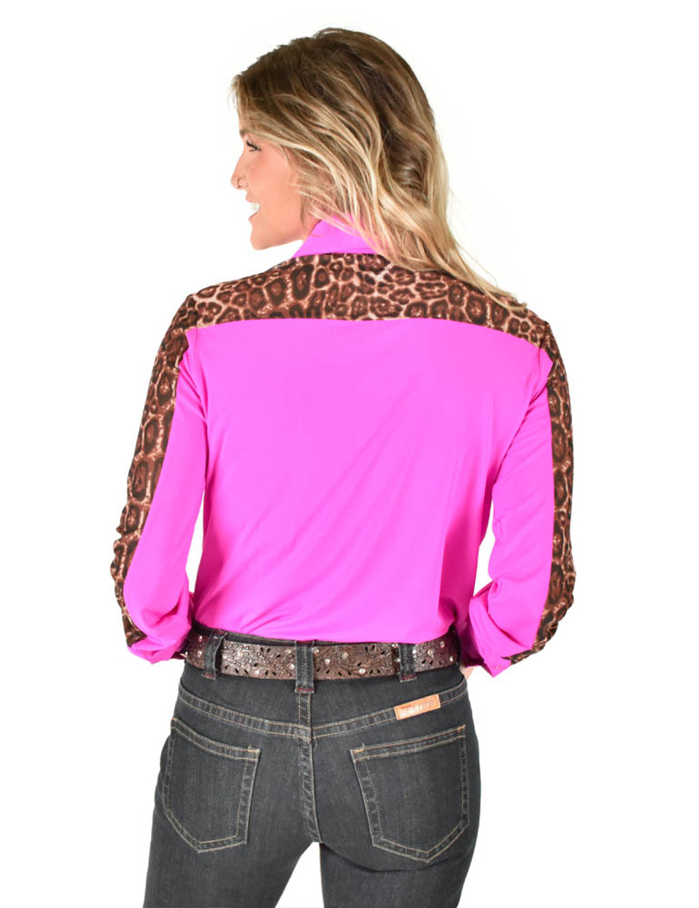 Long Sleeve Breathe Tee - Cowgirl Tuff Athletic Design (pink with gray  print) - Cowgirl Tuff Co. & B. Tuff Jeans