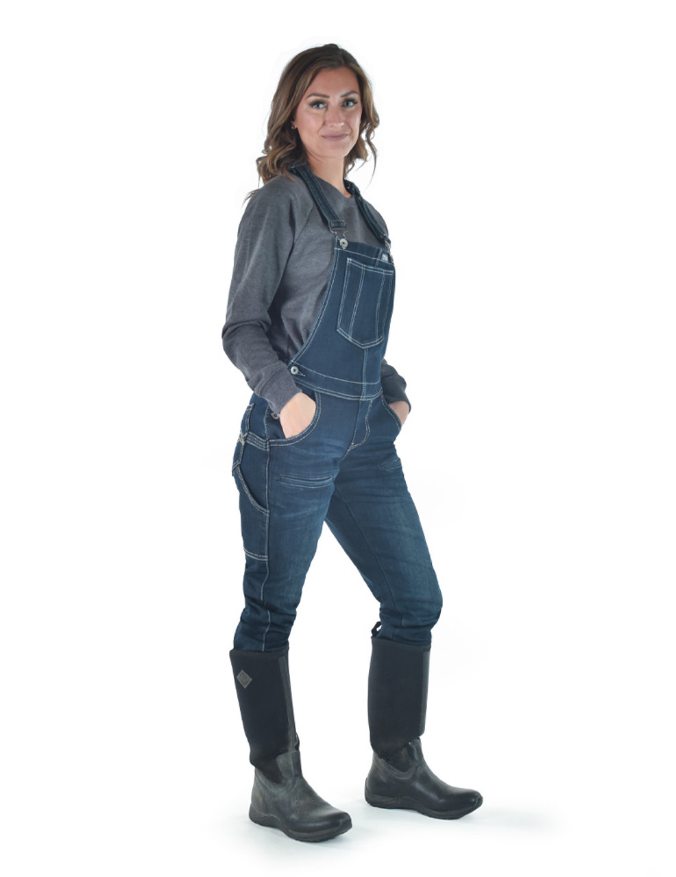 Dark DFMI Flannel Bib Overall Tuck-In - Cowgirl Tuff Co. & B. Tuff Jeans
