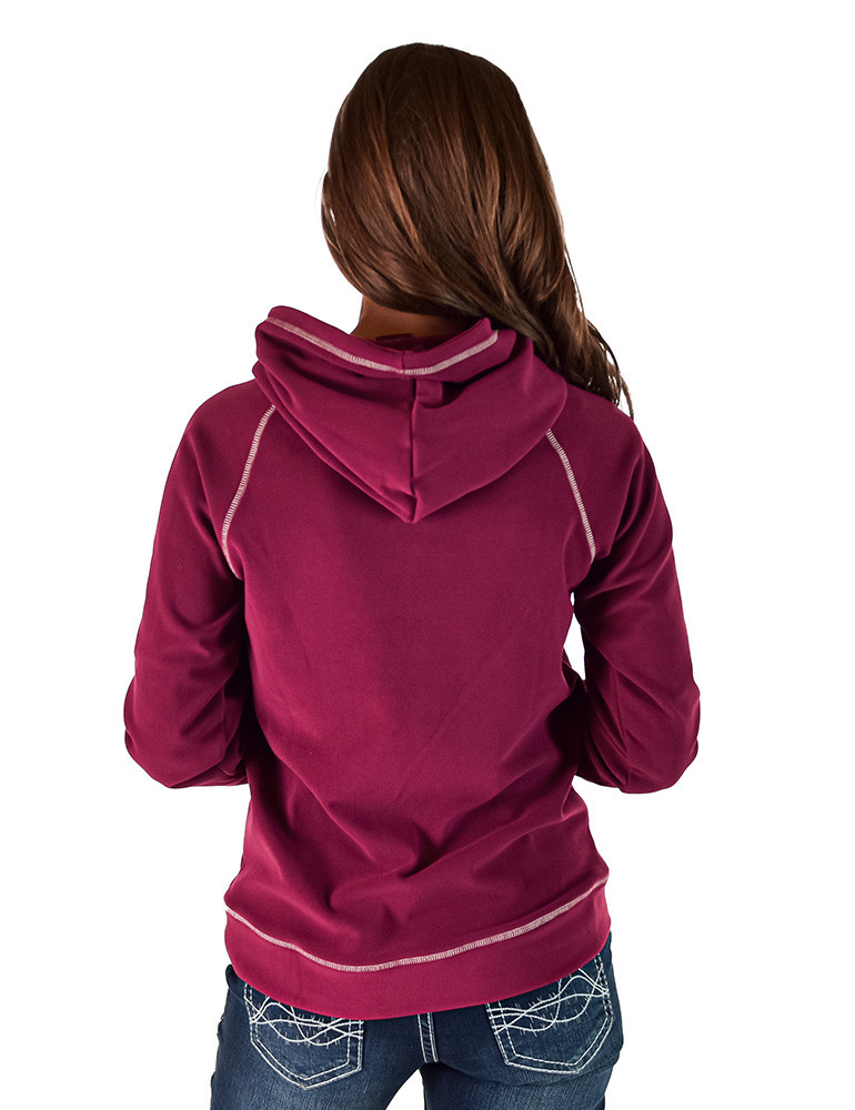 Hoodie (Burgundy Fleece Heavy Weight Medium Stretch) Cowgirl