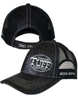 Cowgirl Tuff Trucker Cap. Black Shimmer with Silver Embroidery