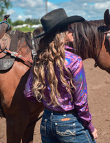 Pullover Button Up (Fuchsia Metallic Shimmer Lightweight Stretch Jersey) Pullover Button Up (Fuchsia Metallic Shimmer Lightweight Stretch Jersey)