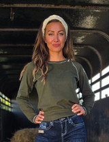 Long Sleeve Baseball Tee (Olive Green Fleece Heavy Weight Medium Stretch)