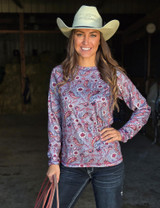 Long Sleeve Jersey (Gray Paisley Medium Weight Medium Stretch)