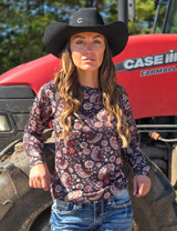 Long Sleeve Jersey (Brown Black Paisley Medium Weight Medium Stretch)