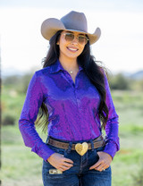 Purple Sequin Pullover Button Up medium weight & stretch