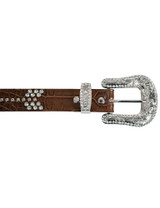 Studded Brown Leather Arrow Belt