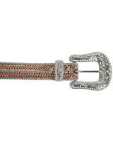 Chocolate Brown Rhinestone Leather Belt