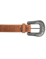 Embossed Brown Leather Belt