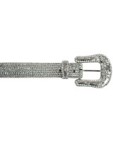 Silver Rhinestone Leather Belt