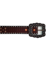 Studded Chocolate Brown Leather Belt
