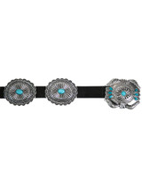 Turquoise on Concho Leather Belt