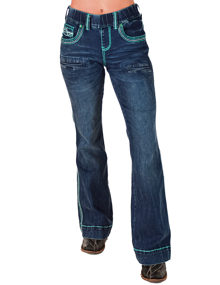 Girl's Cowgirl Tuff Jeans - Turquoise Hurricane Trouser