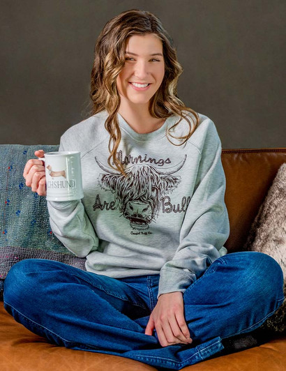 Mornings Are Bull Print Junior Crew Neck (Ash)