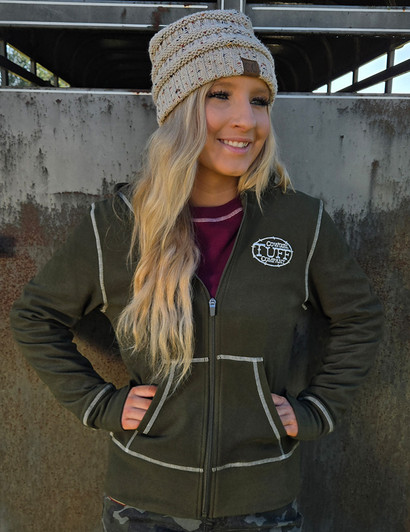 Full Zip (Olive Green Fleece Heavy Weight Medium Stretch)