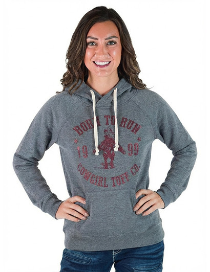 Born to Run print on Junior Fit hooded sweatshirt