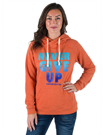 Never Give Up print on Junior Fit hooded sweatshirt