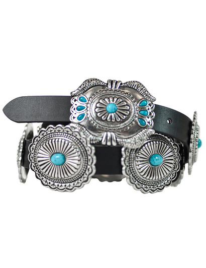 Turquoise on Concho Leather Belt