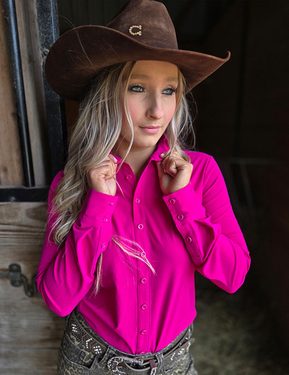 Hot Pink Waterproof Pullover Button Up Lightweight Medium Stretch