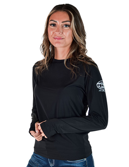 Black Long Sleeve Cooling Breathe Tee Lightweight High Stretch