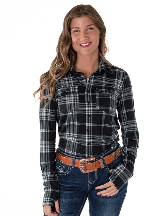 Pullover Button-Up (black plaid)