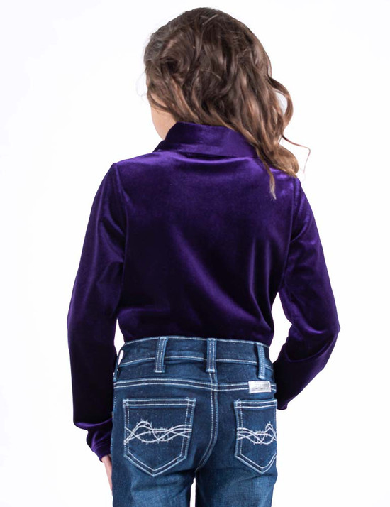 Girl's Pullover Button-Up (purple velvet)